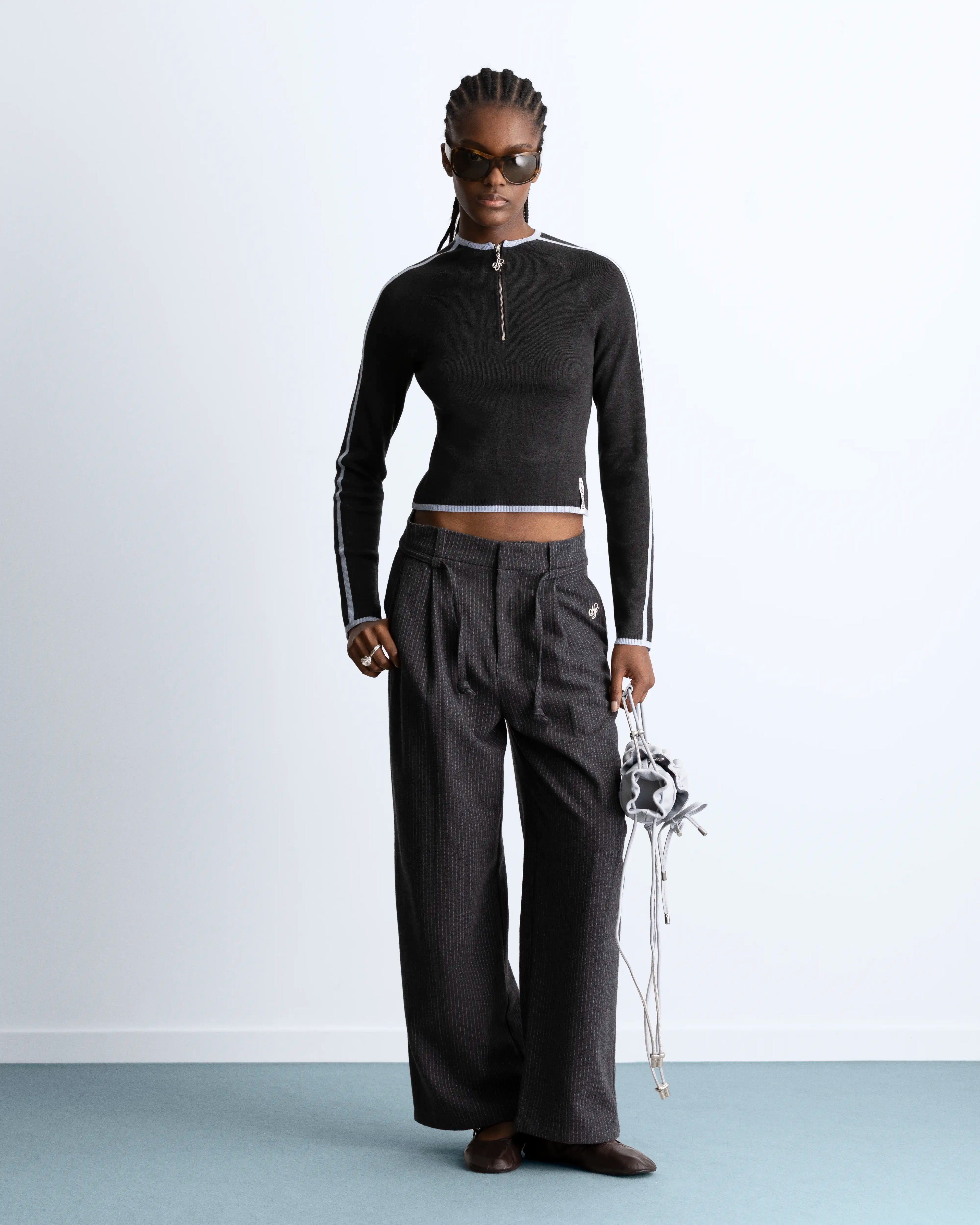 Suave Quarter-Zip Knit Grey