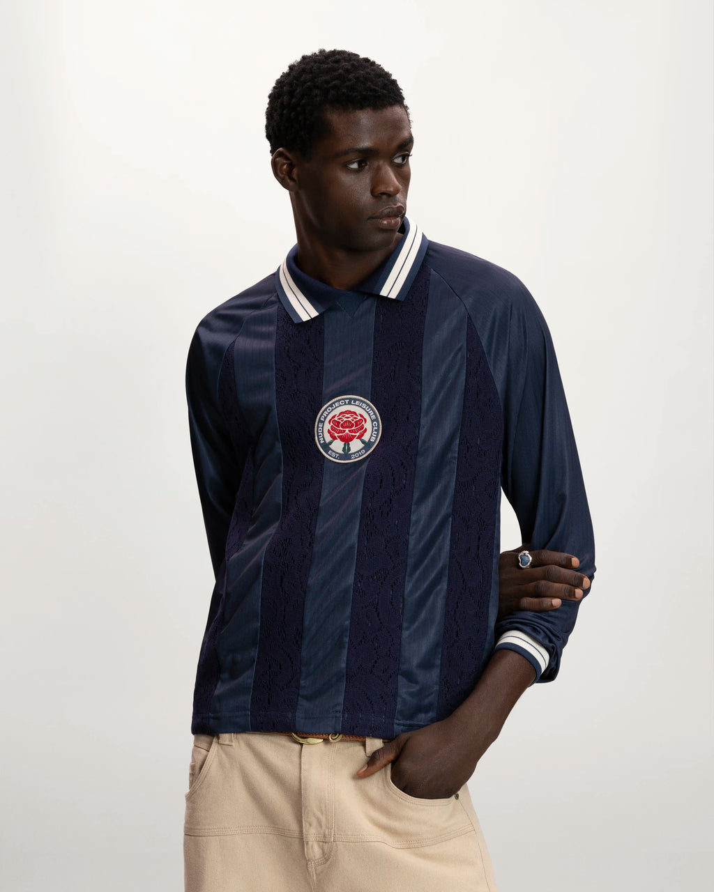 Lace Football Long-Sleeve Tee Navy