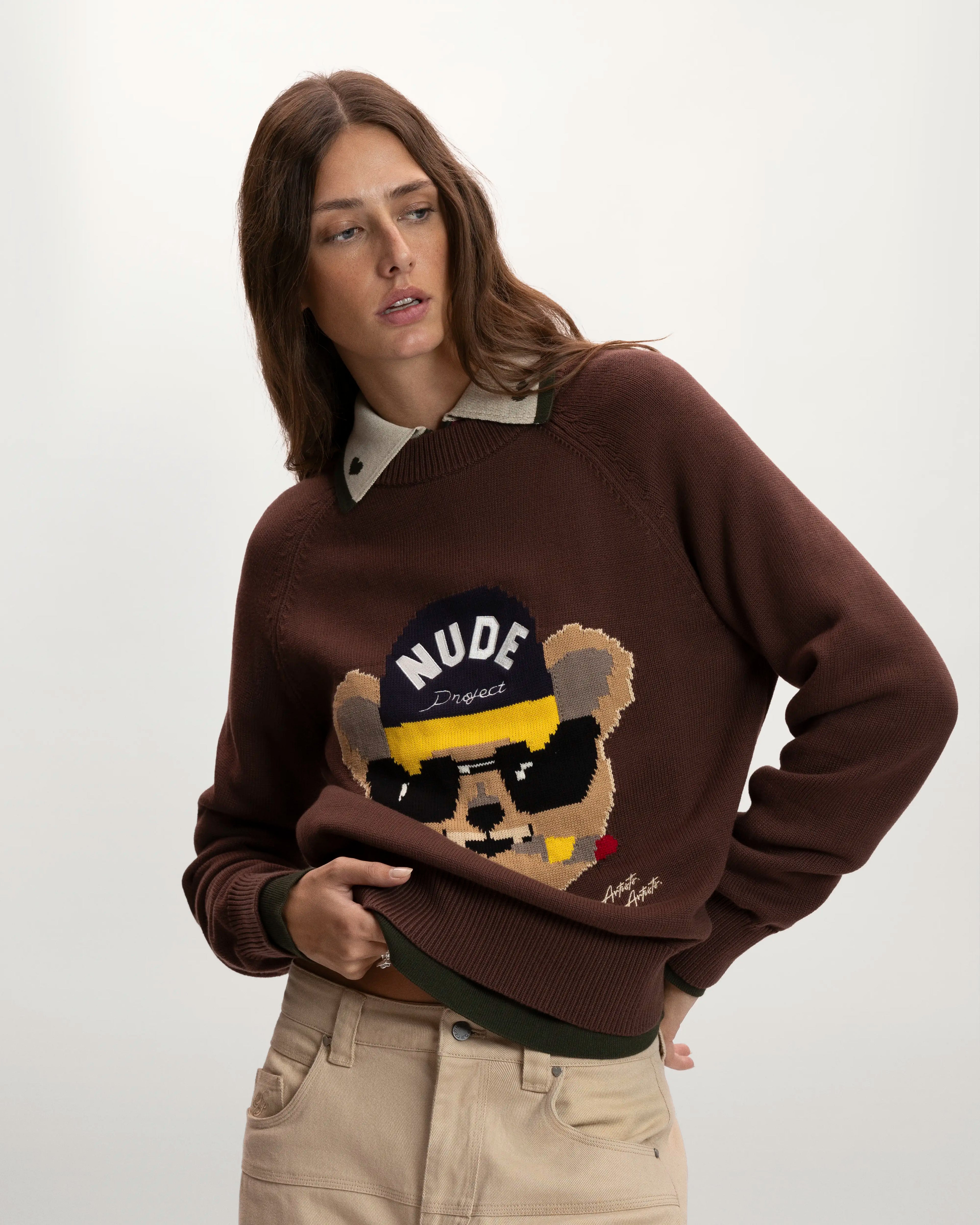 Teddy Knit Sweater Brown