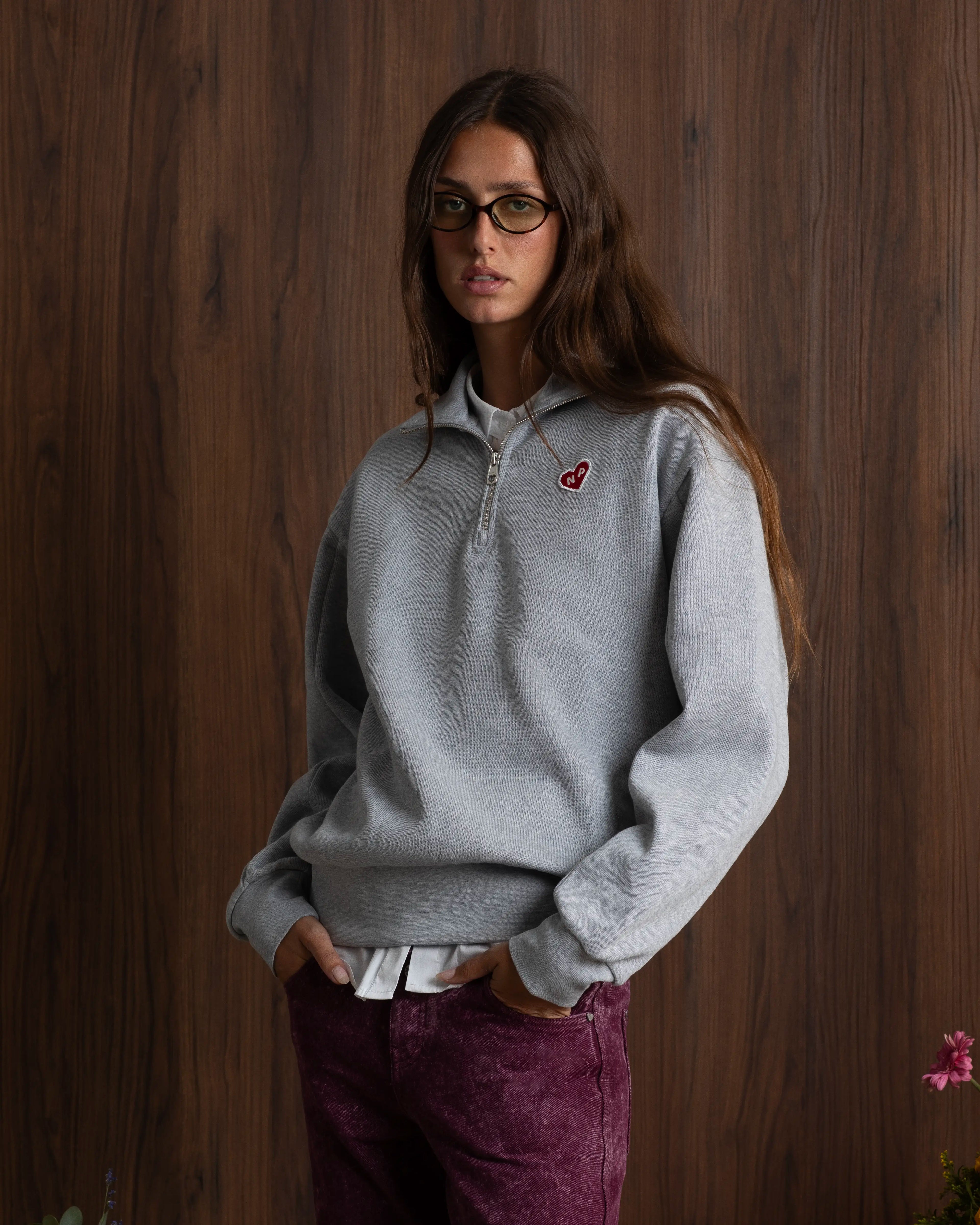 Cutie Heart Half-Zip