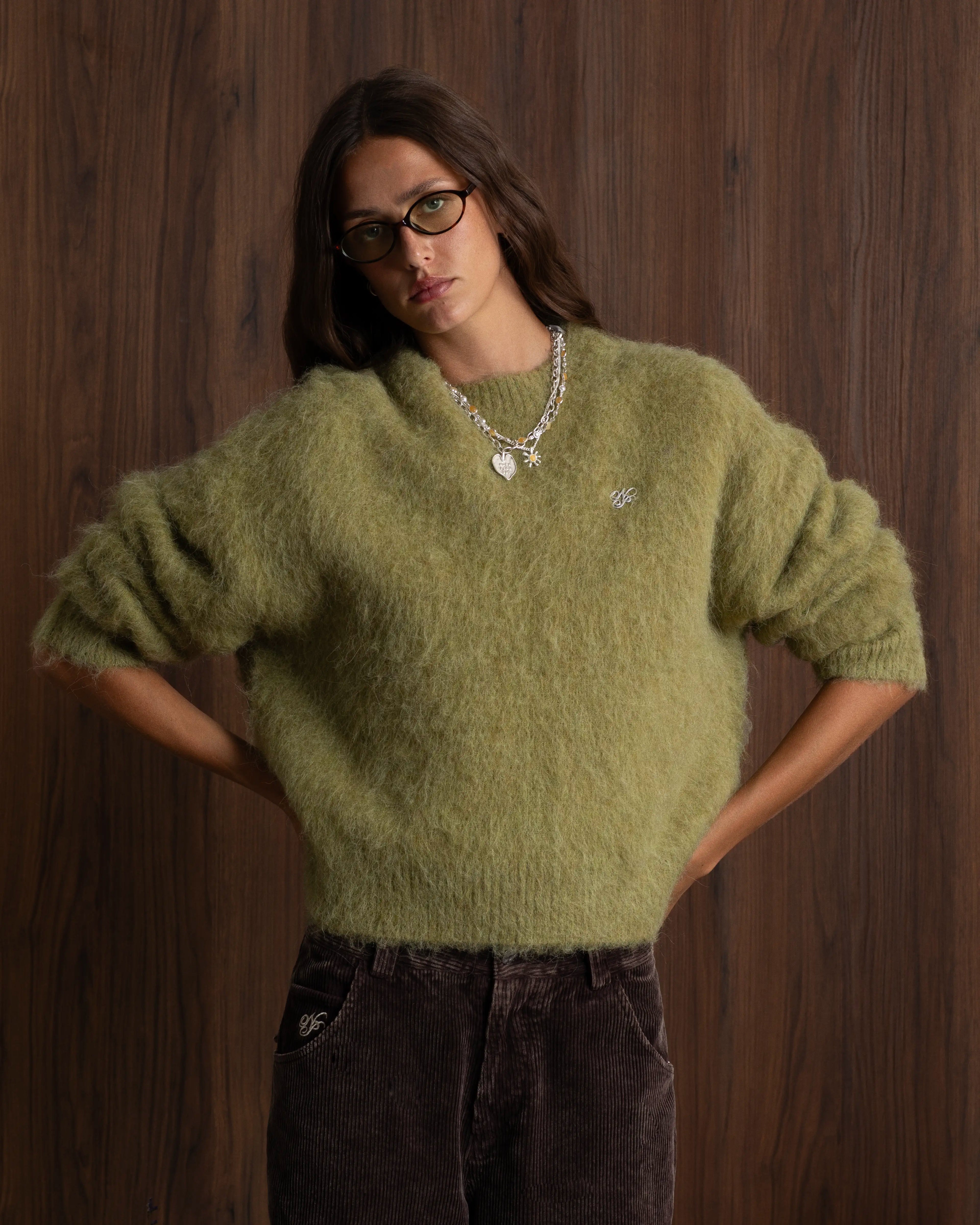 Alpaca Knit Sweater Green