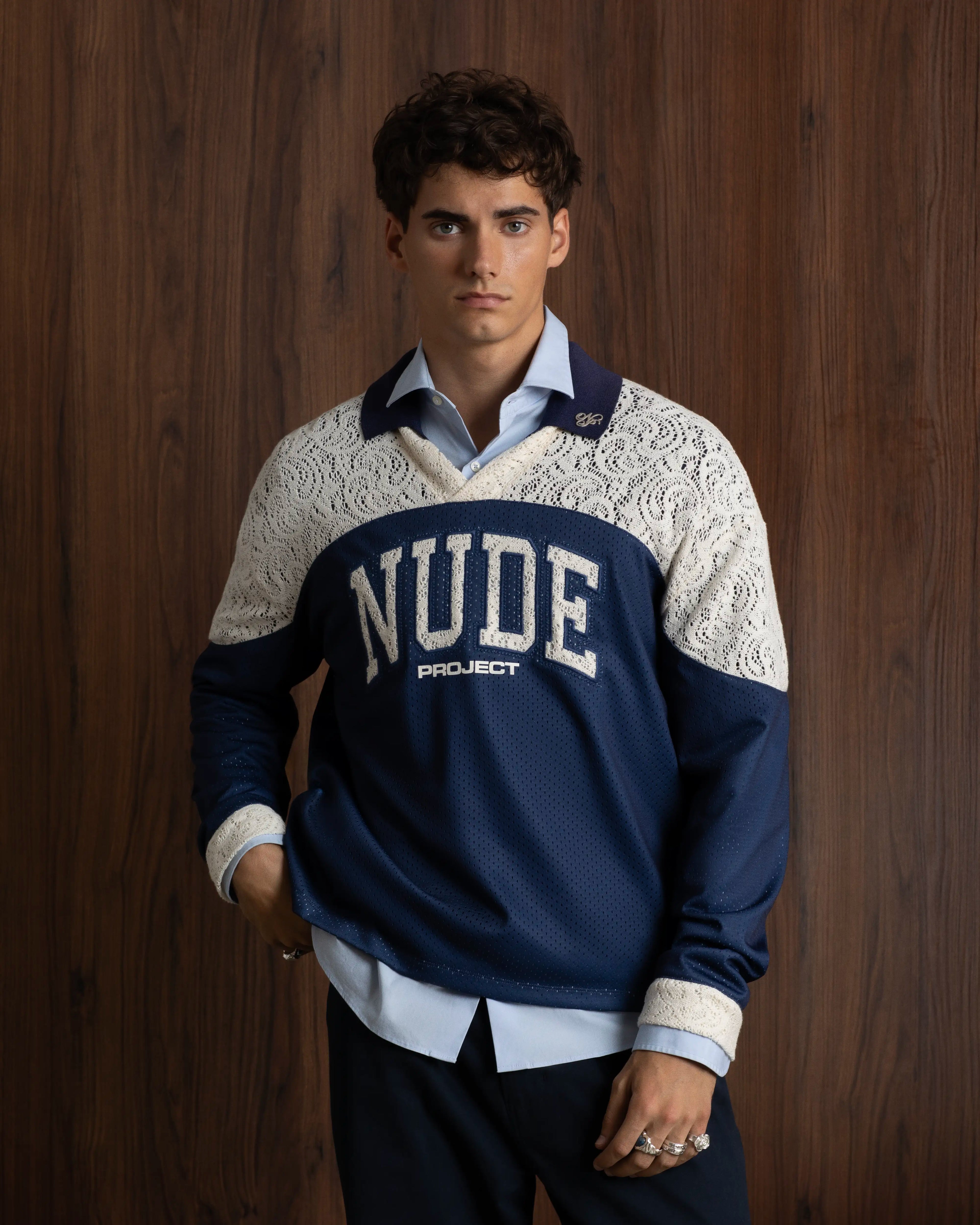 Baller Neck Long-Sleeve Tee Navy