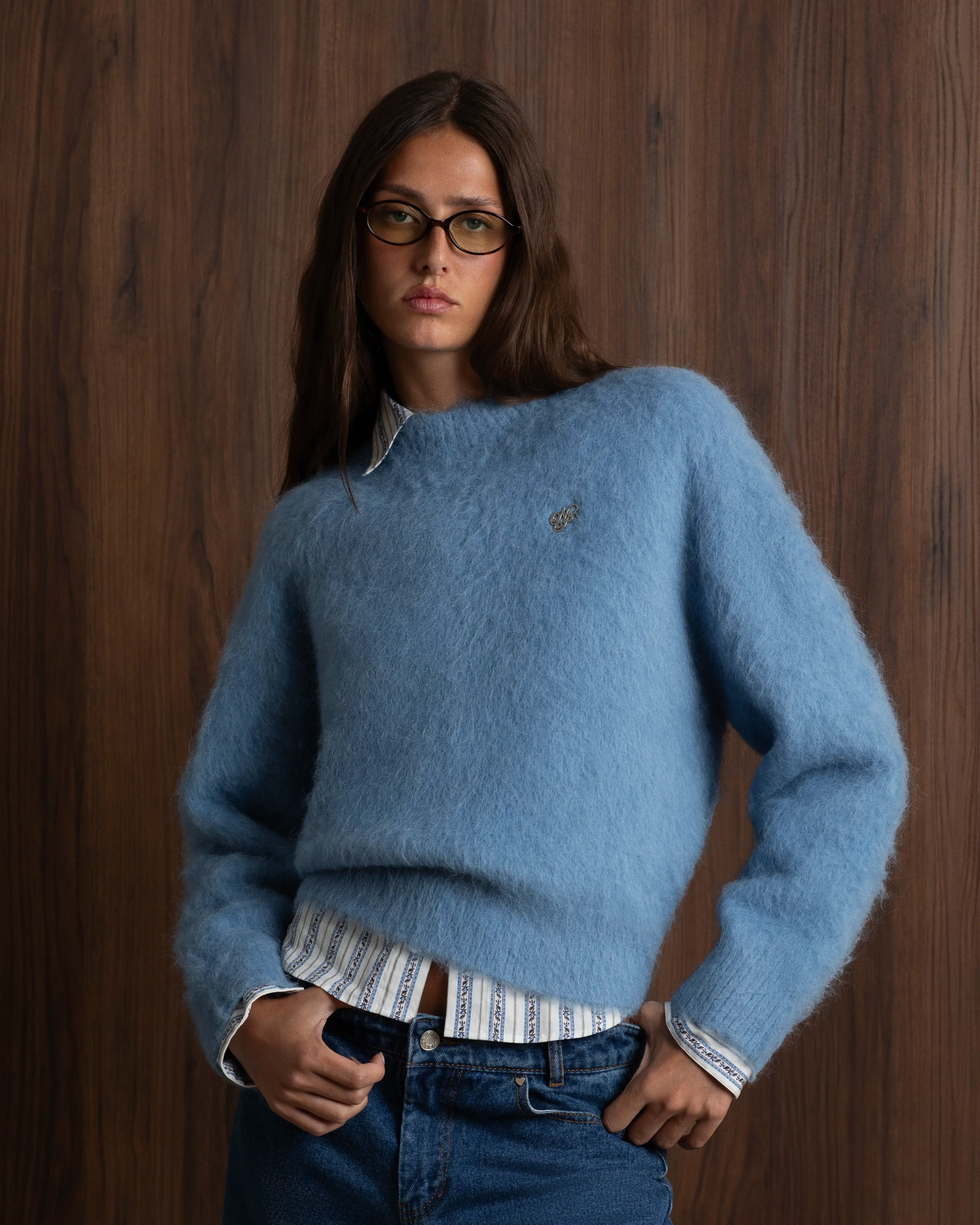 Alpaca Knit Sweater Blue