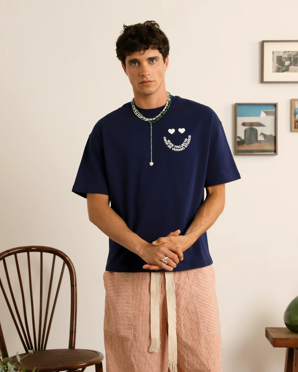 Camiseta Happy Azul Marino