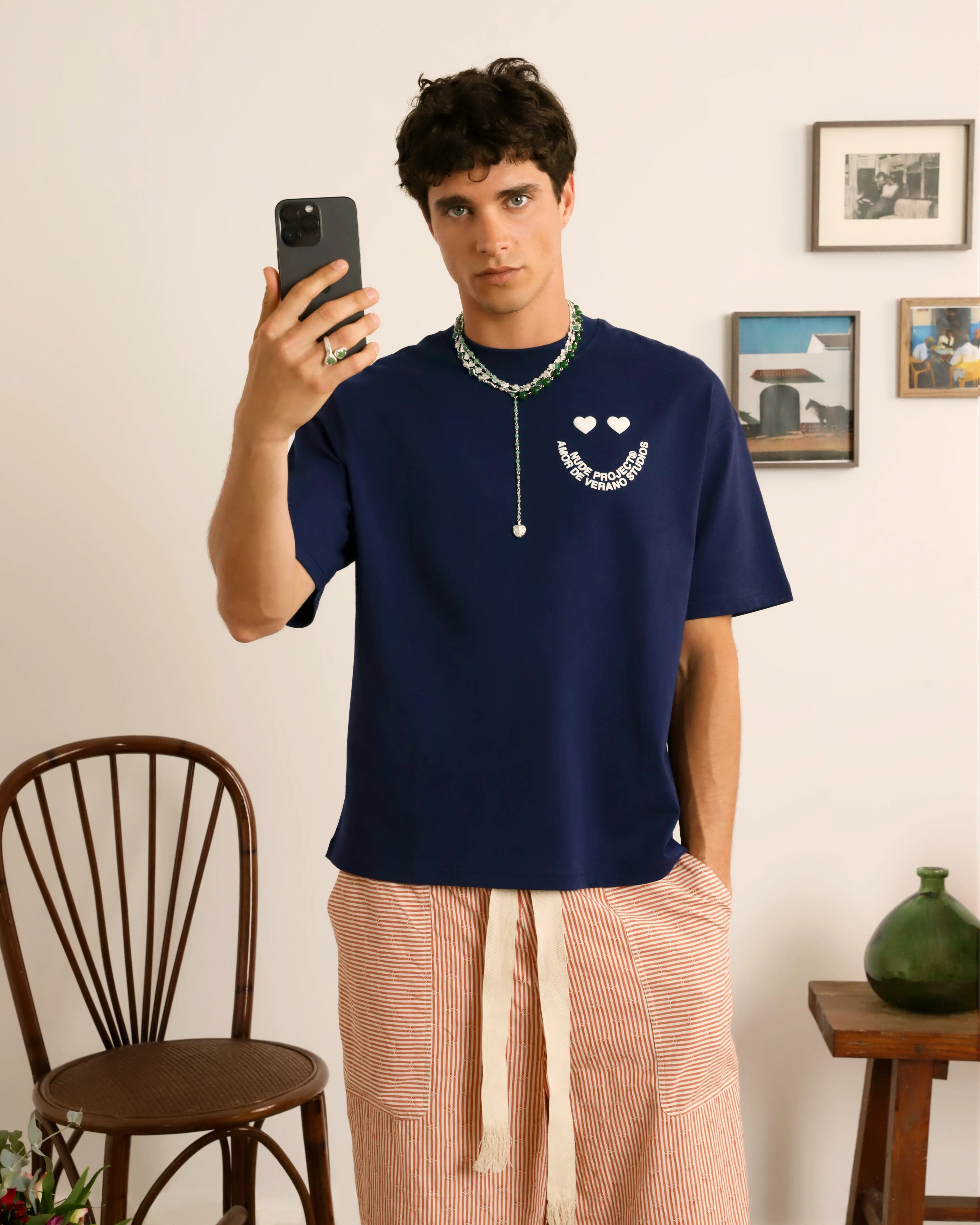 Camiseta Happy Azul Marino