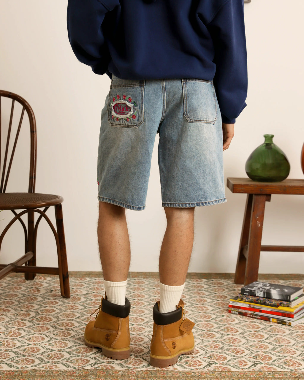 Pantalón Corto Denim Flowers