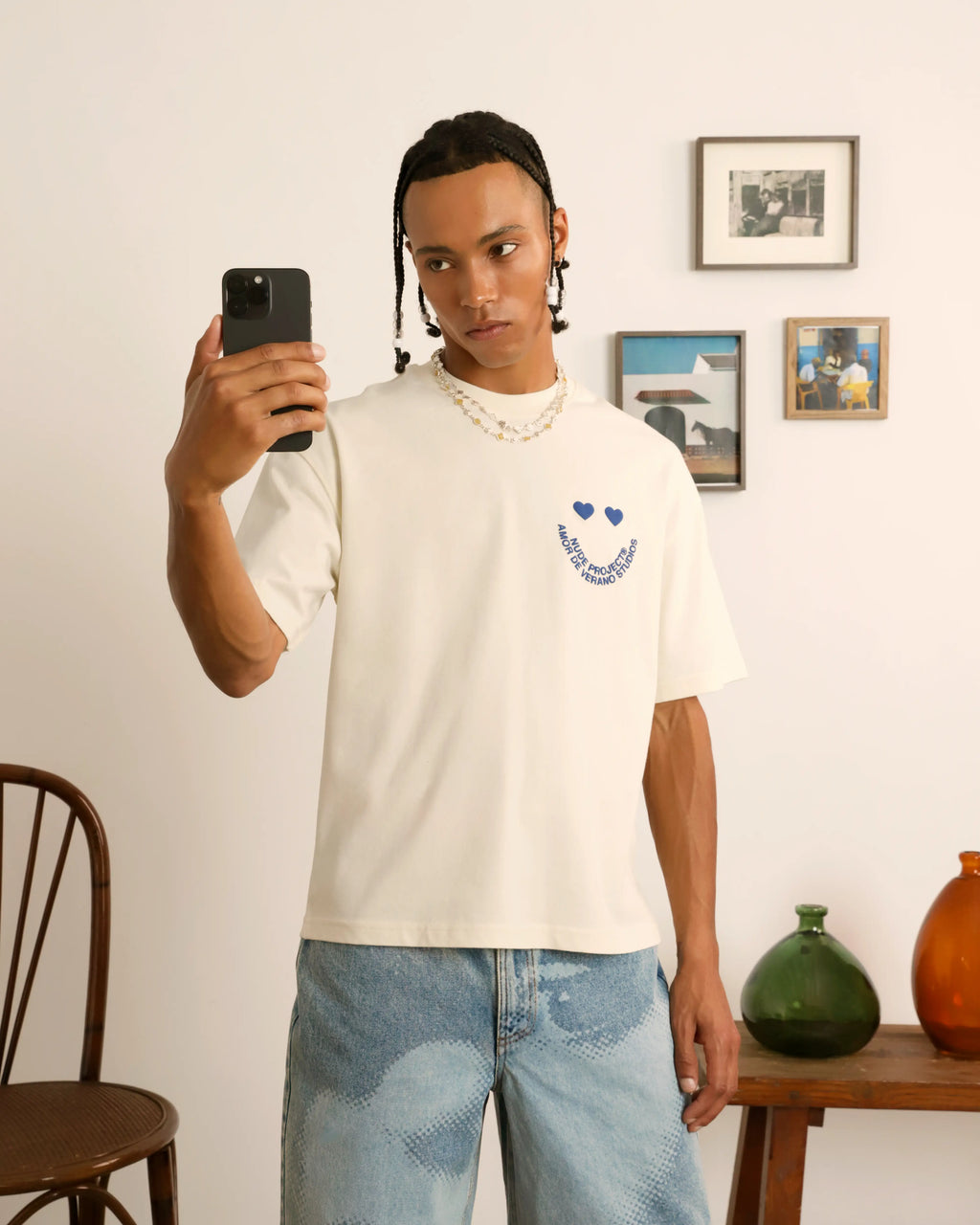 Camiseta Happy Blanco Crema