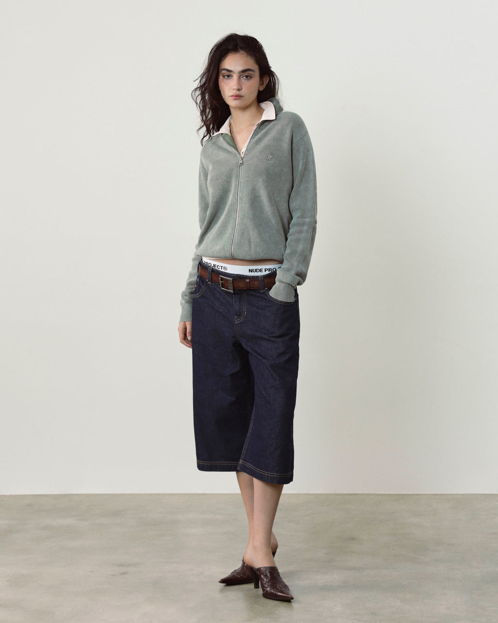 Cárdigan Con Cremallera Shady Verde