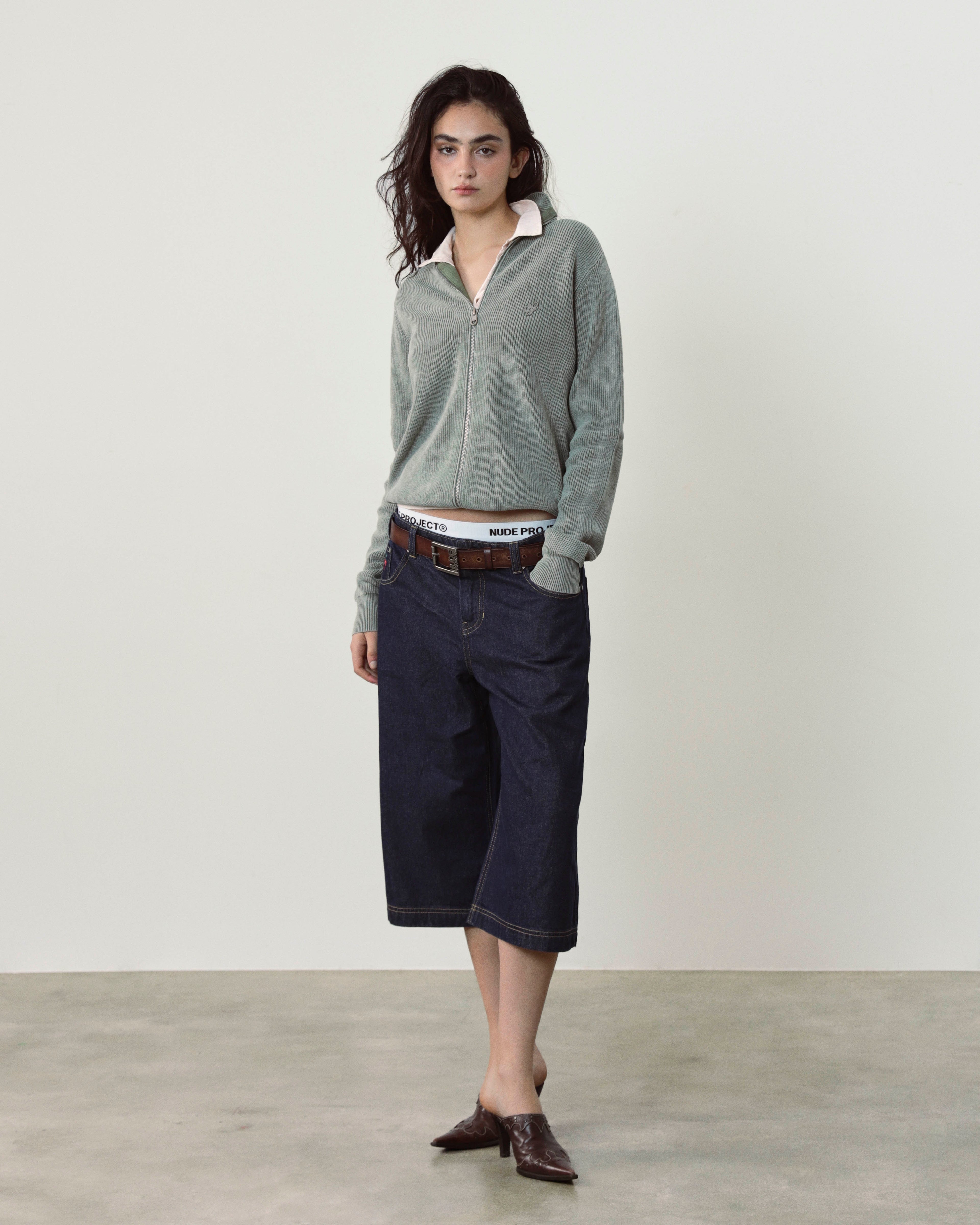 Cárdigan Con Cremallera Shady Verde