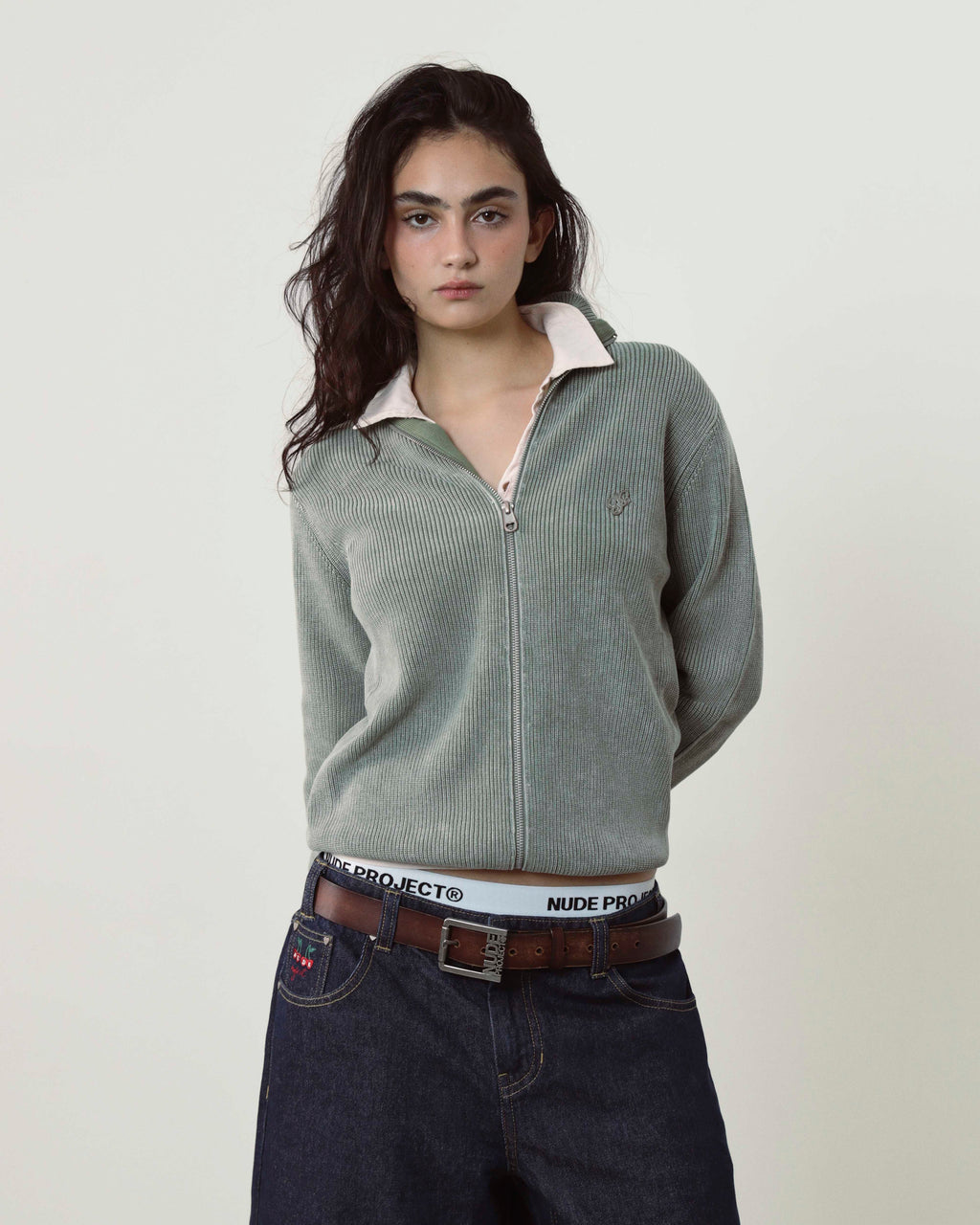 Cárdigan Con Cremallera Shady Verde