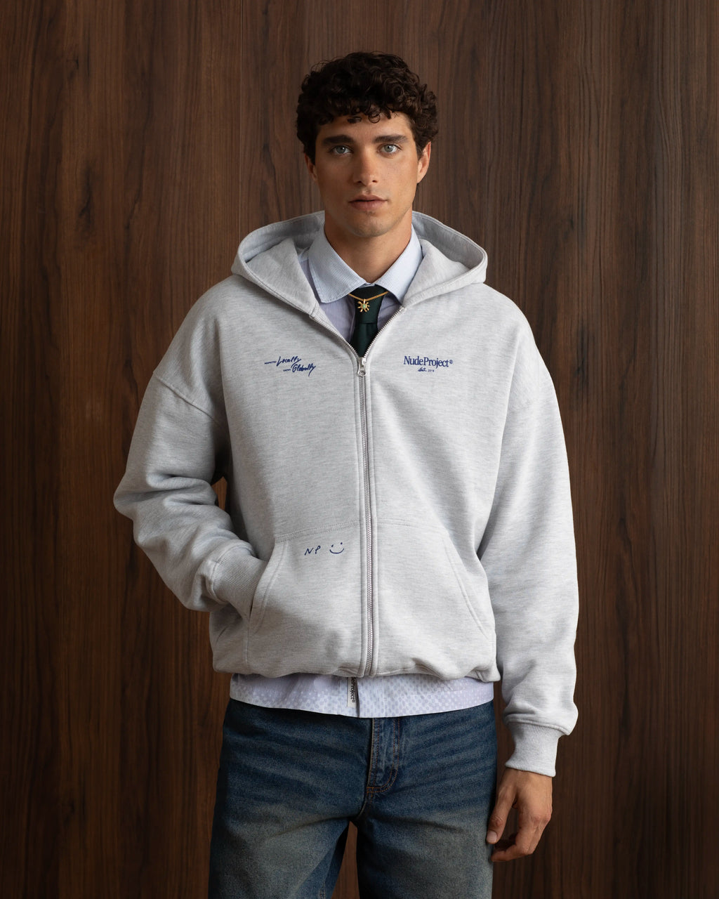 Sudadera Con Cremallera Global Soon Gris