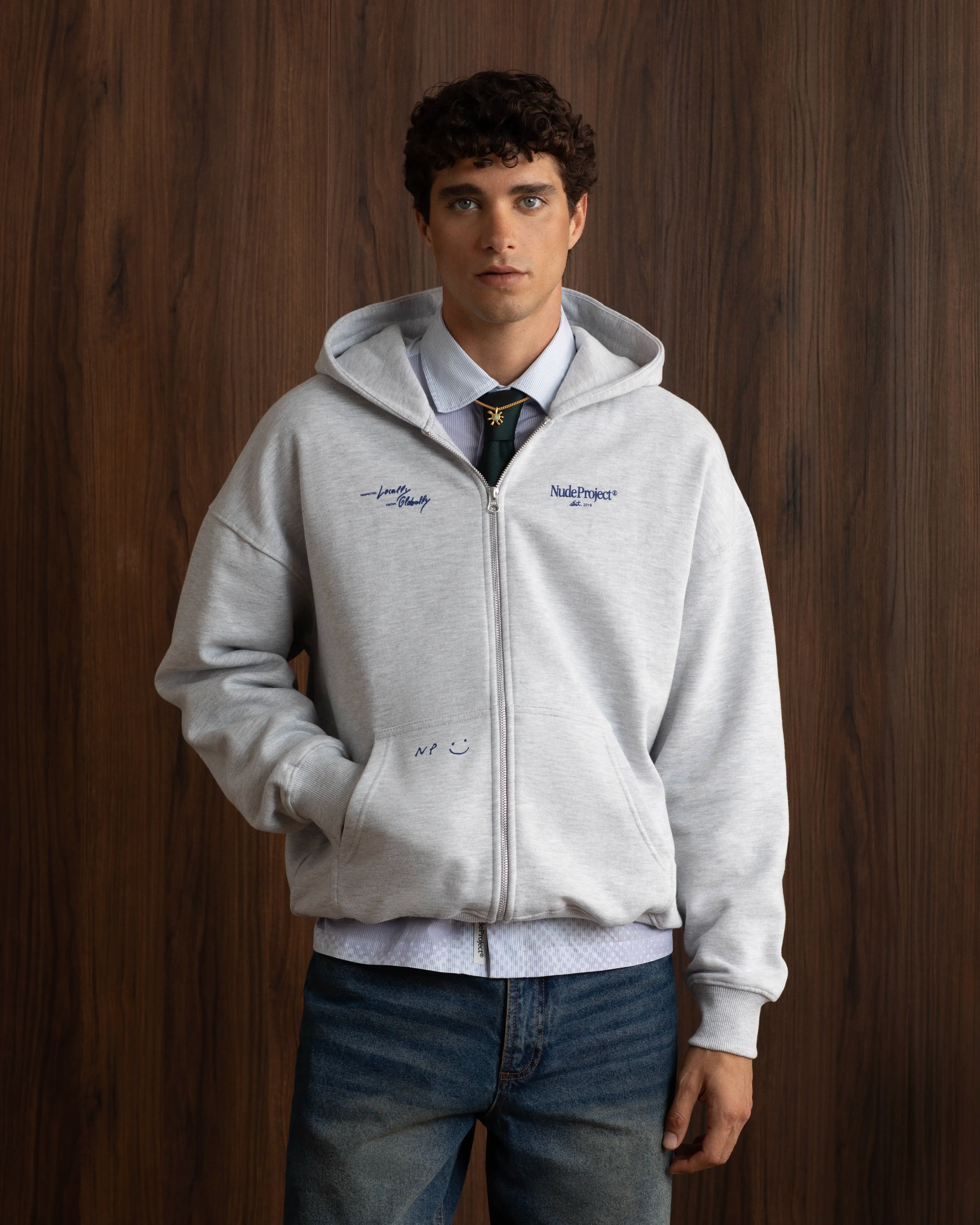 Sudadera Con Cremallera Global Soon Gris