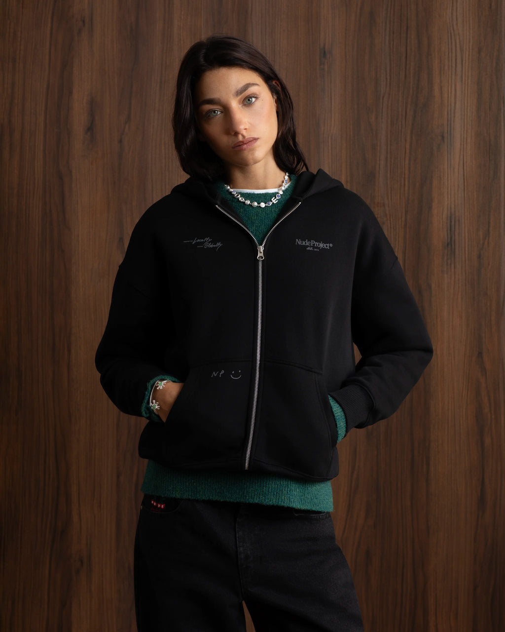 Global Soon Zip-Up Hoodie Black