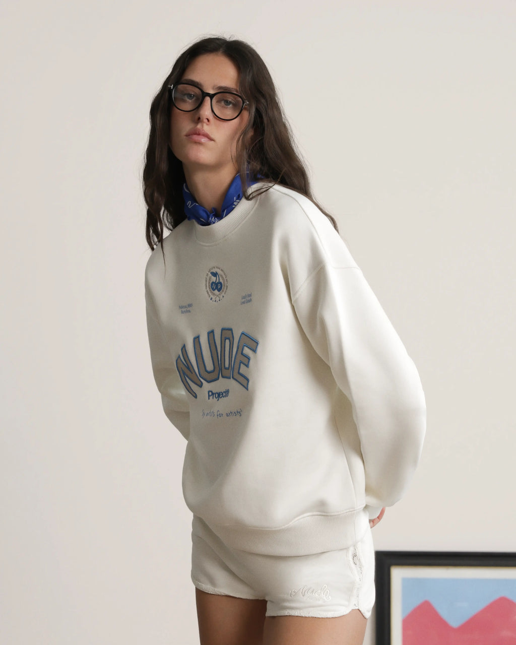 Sudadera Sin Capucha Varsity Blanco Crema