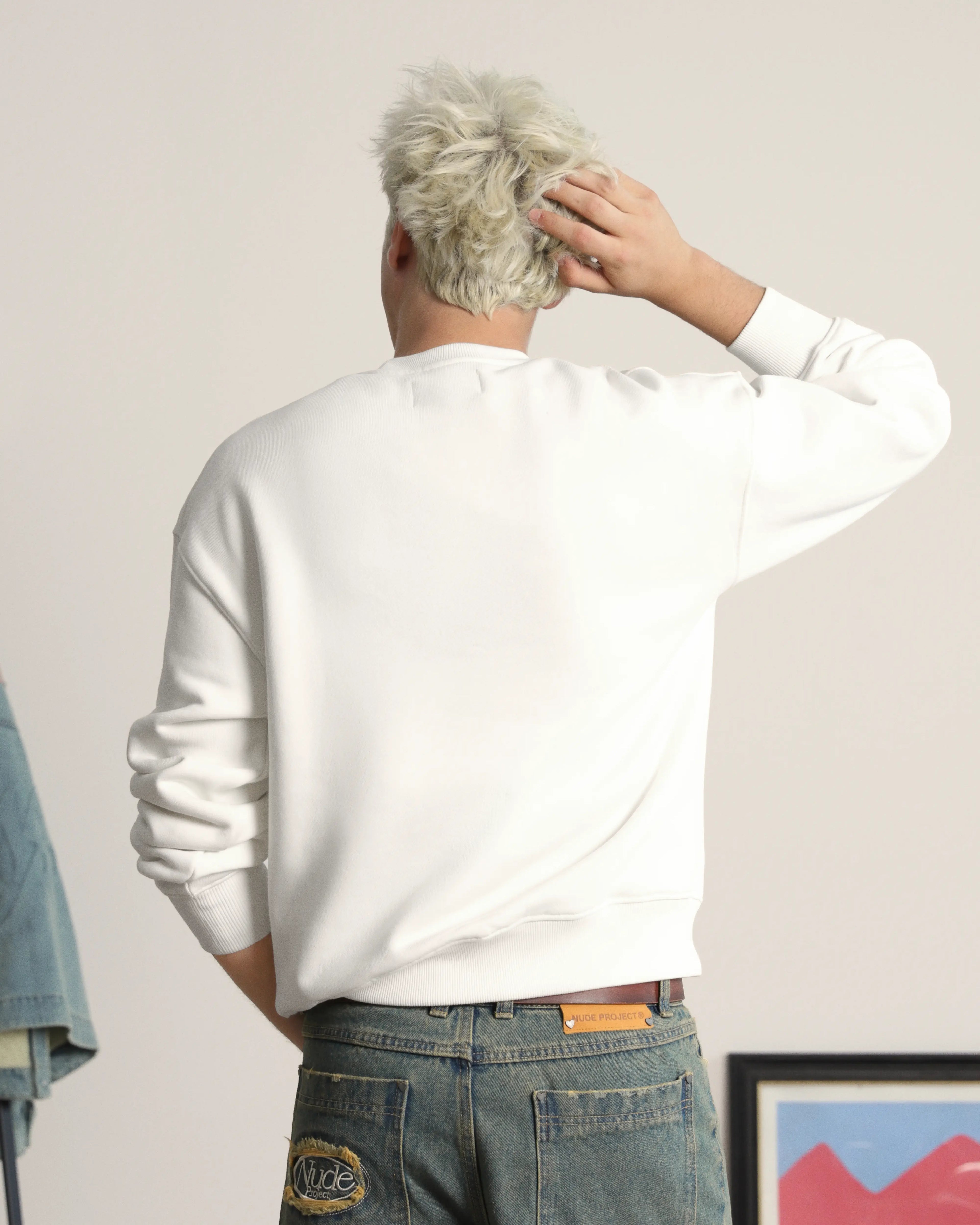 Sudadera Sin Capucha Varsity Blanco Crema