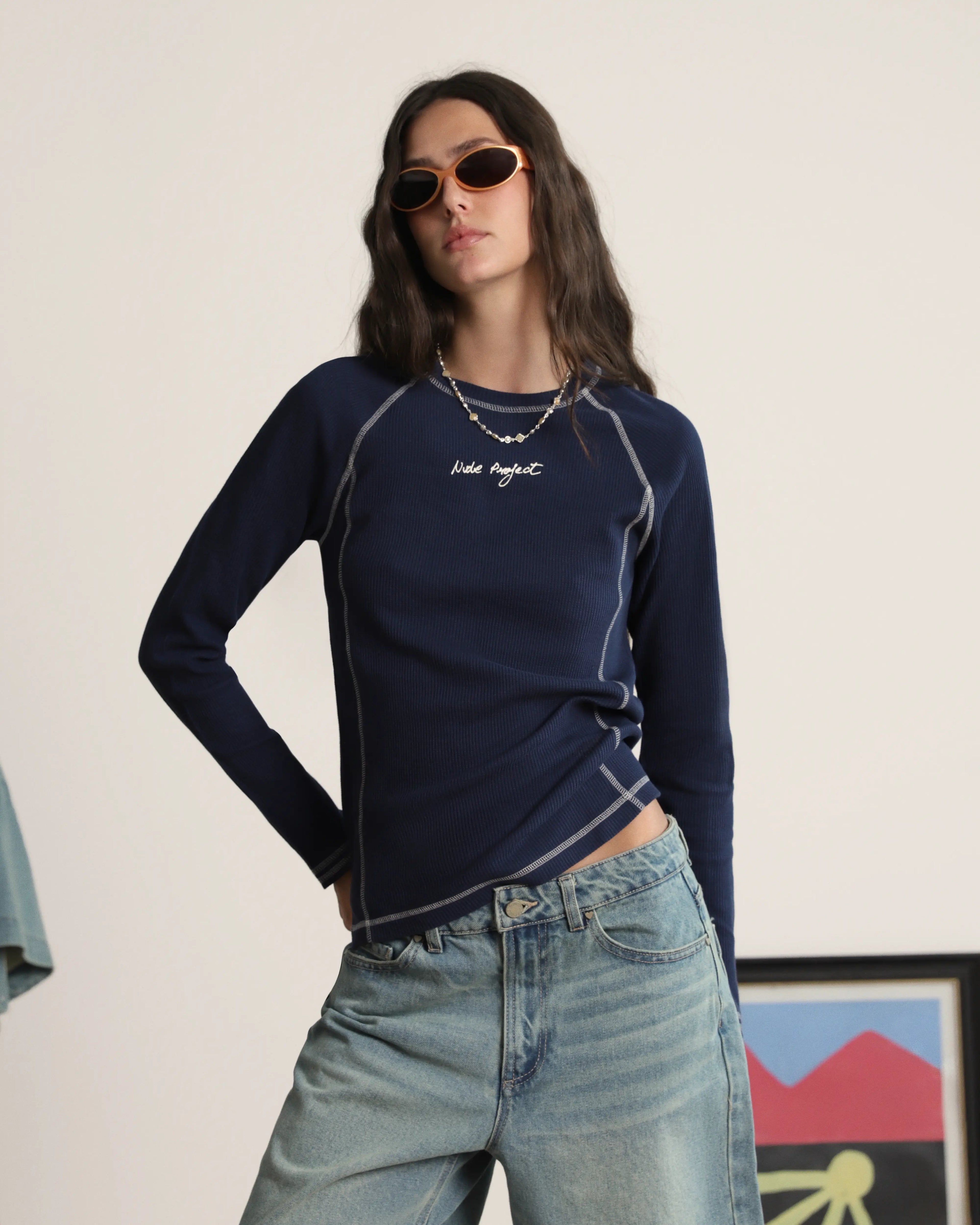 Pack De 2 Camisetas Manga Larga Waffle Marrón/Azul Marino