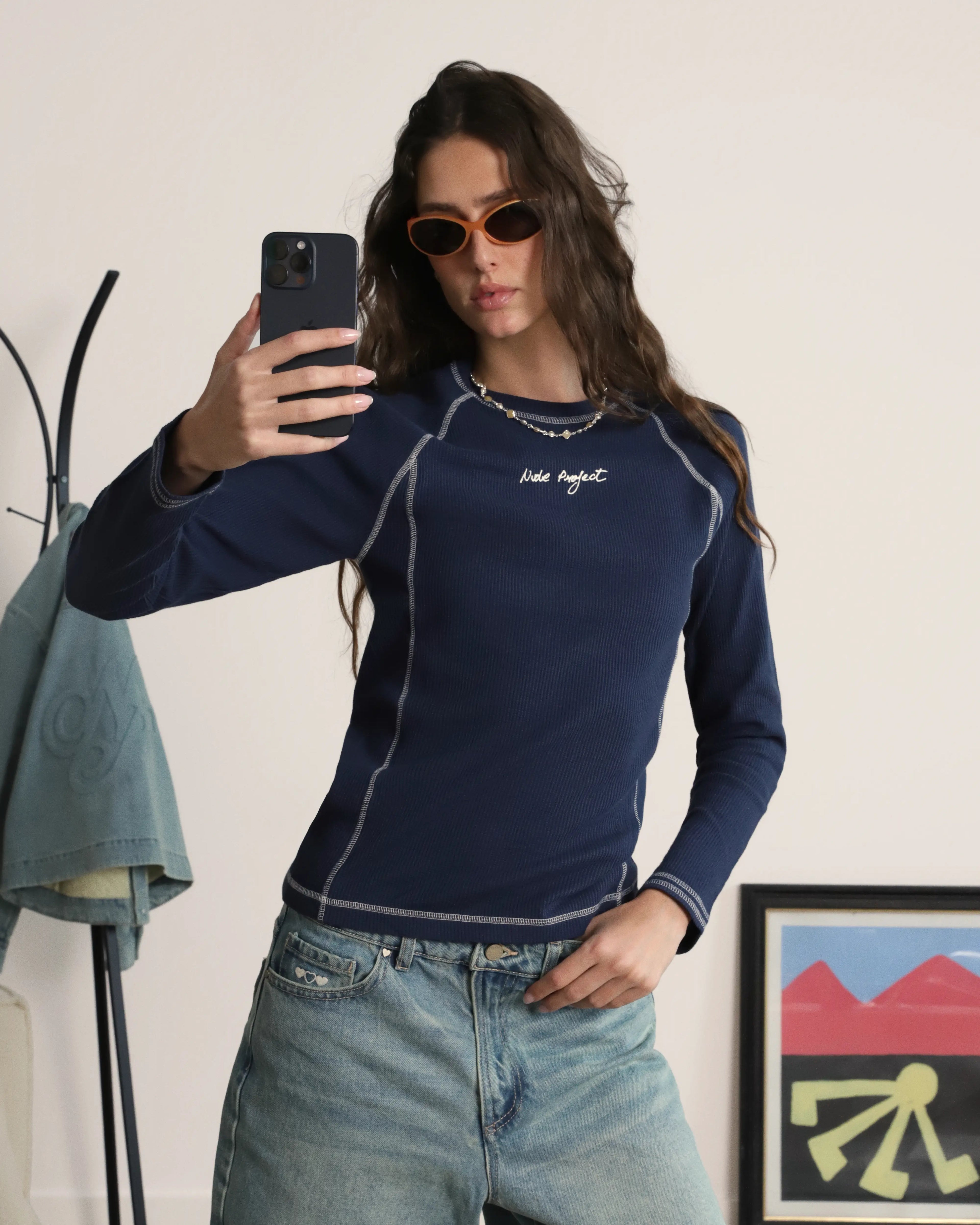 Pack De 2 Camisetas Manga Larga Waffle Marrón/Azul Marino