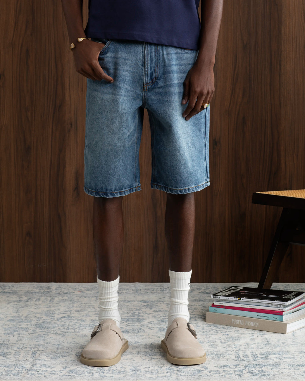 Pantalón Corto Basic Denim Azul