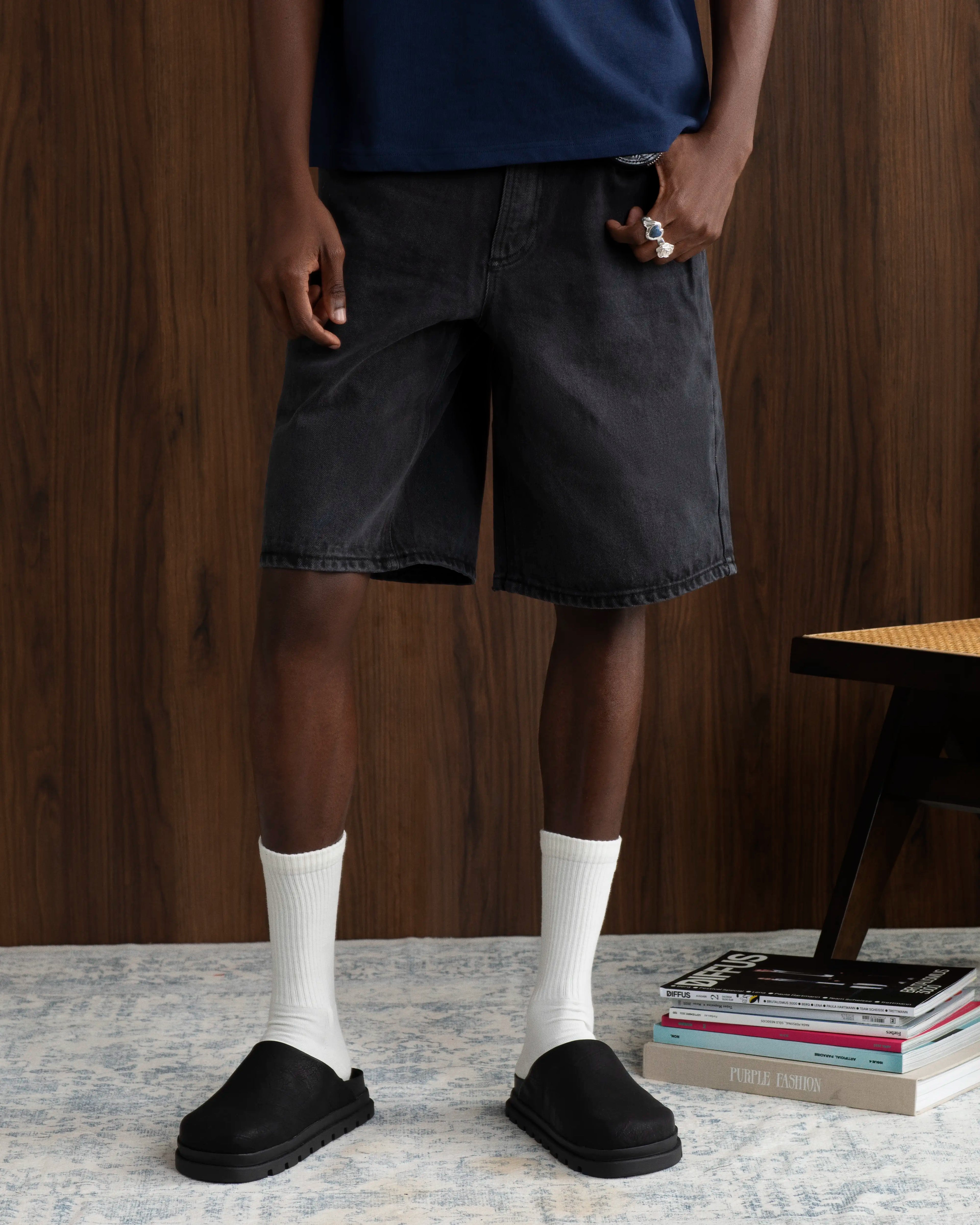 Pantalón Corto Basic Denim Negro