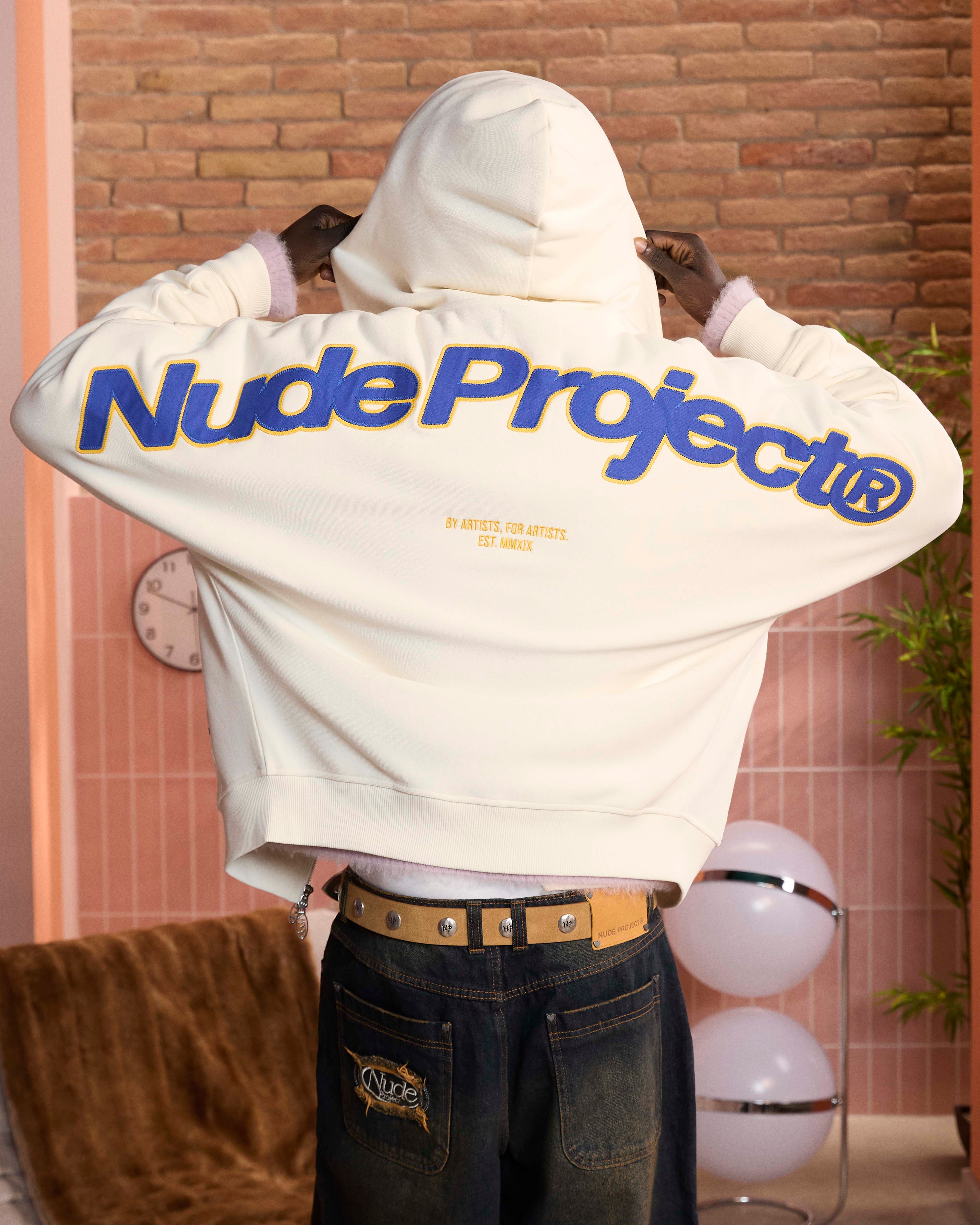 Sudadera Con Cremallera Blanco Crema