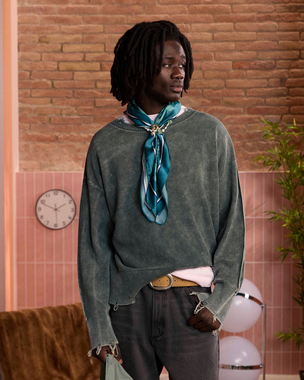 Perfect Cropped Knit Sweater Dark Green