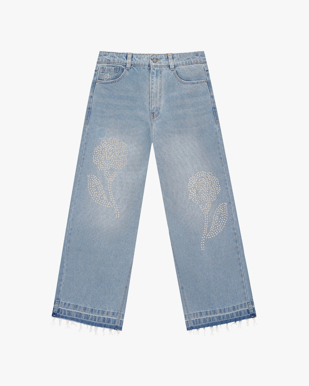 Old Baggy Denim Fantasy Jewel Flowers