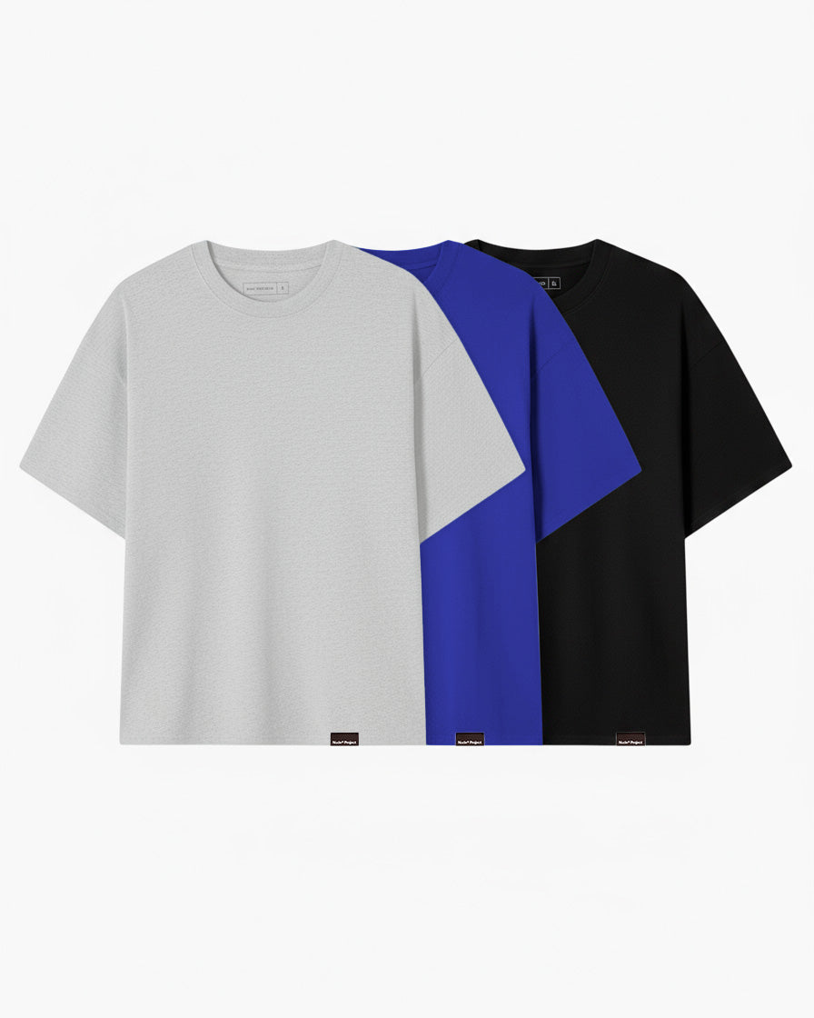 Basic Tee Blue/Black/Grey 3xPack