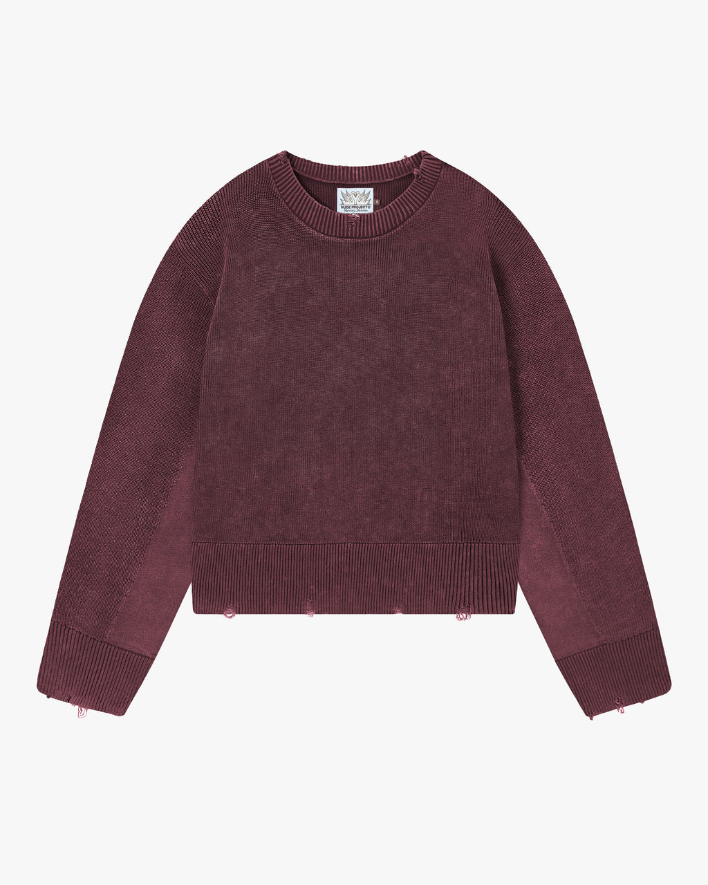 Perfect Cropped Knit Sweater Burgundy