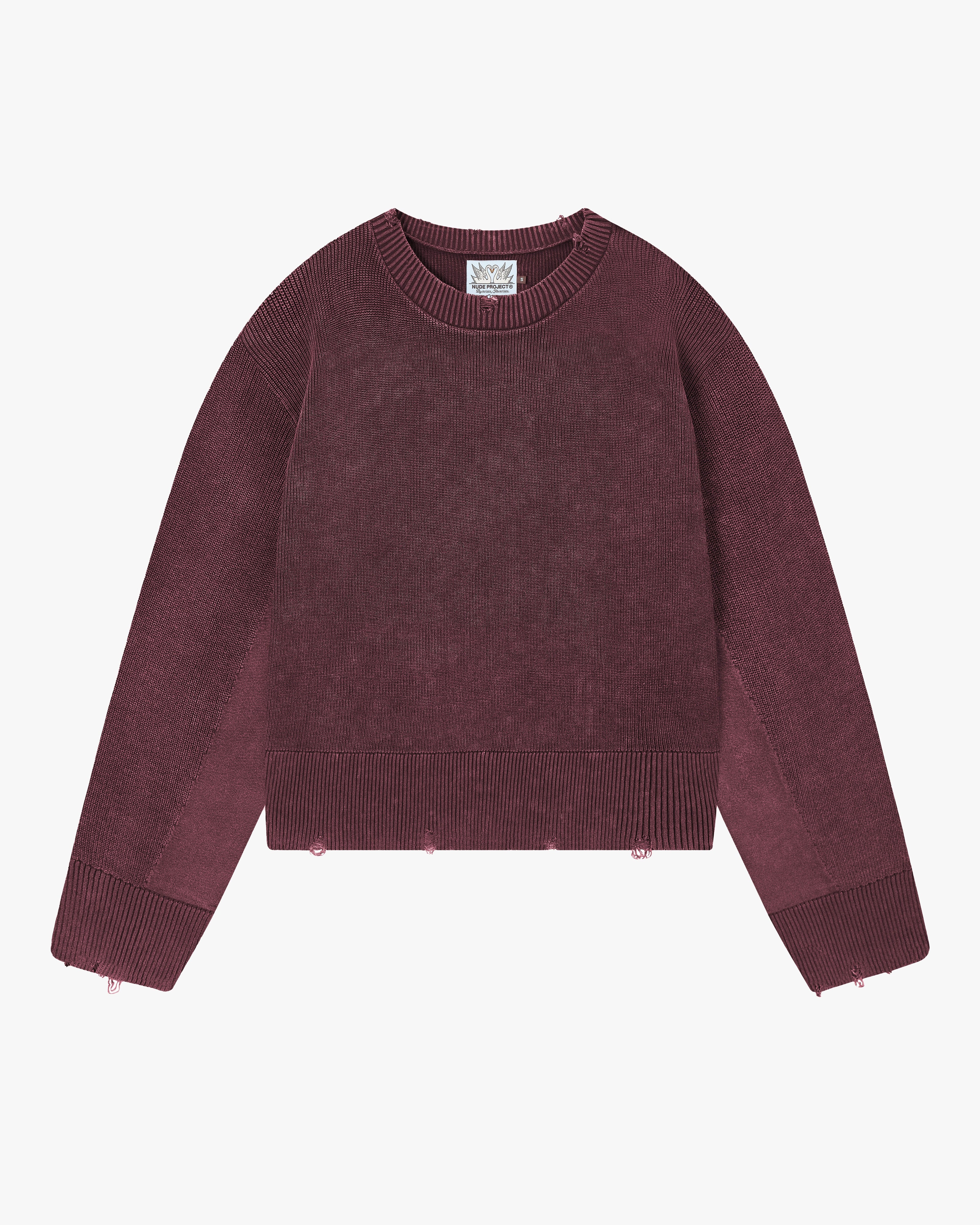 Perfect Cropped Knit Sweater Burgundy