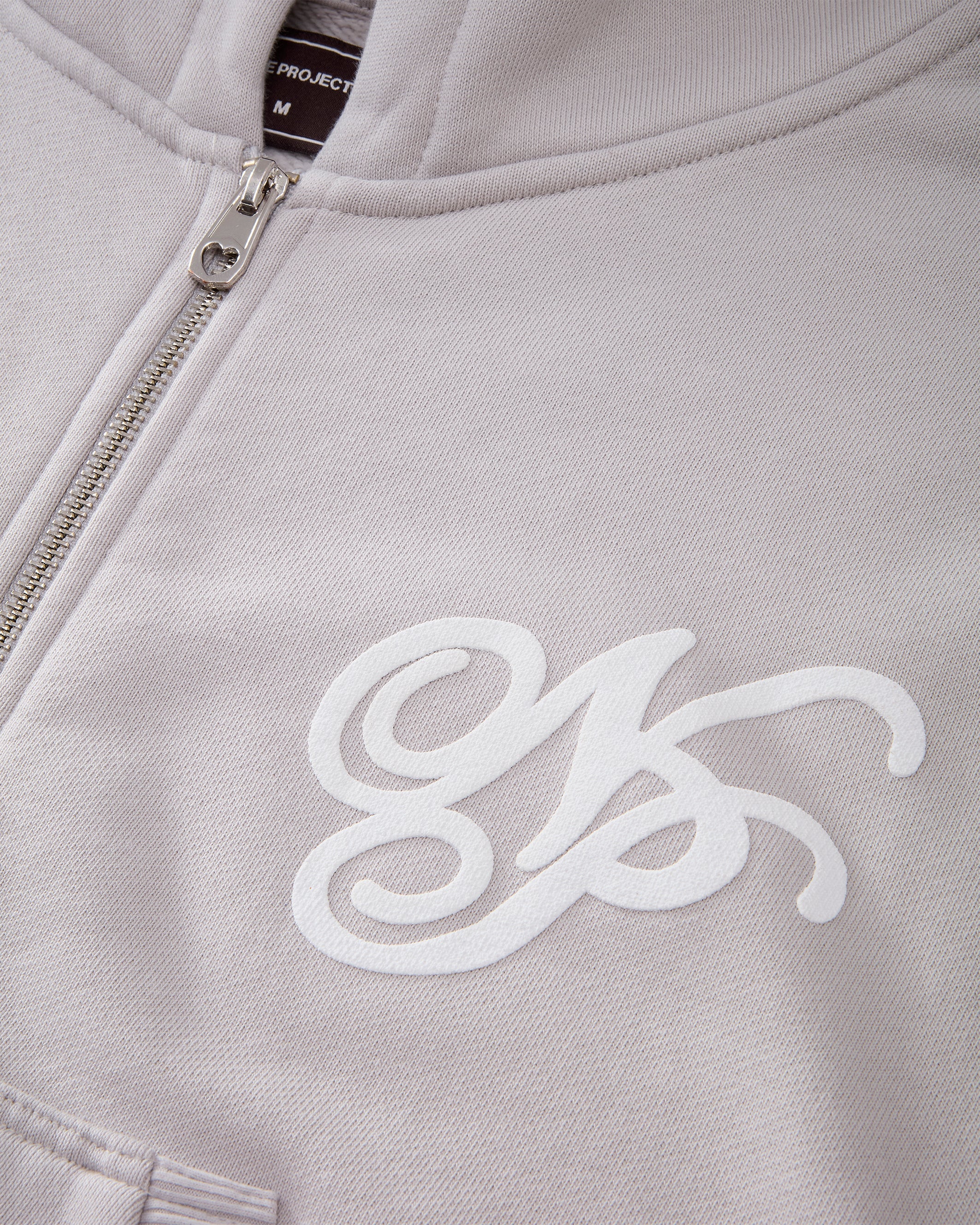 Puffy Zip-Up Boxy Hoodie Grey