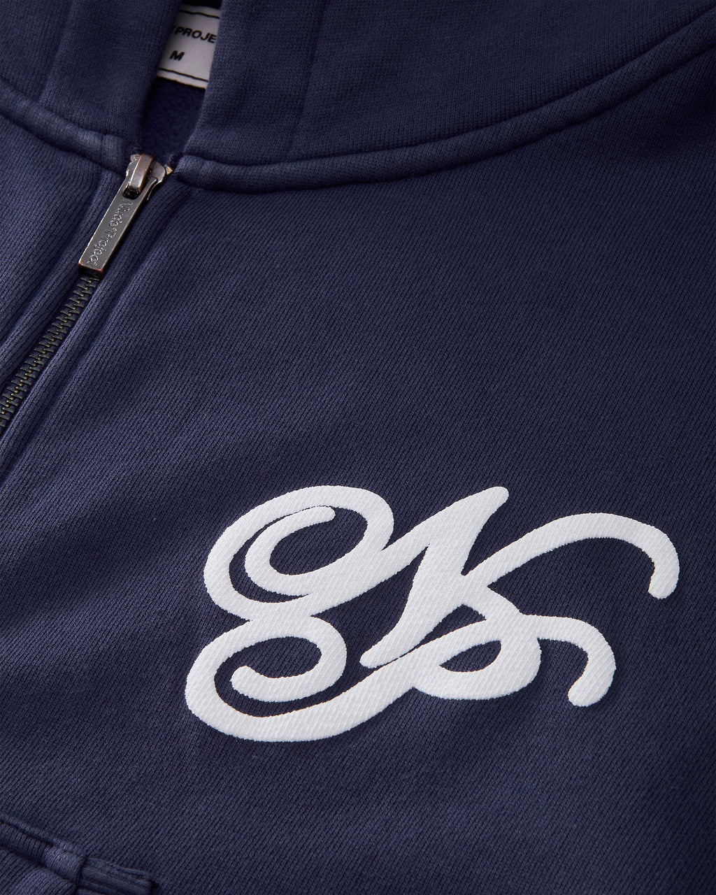 Puffy Zip-Up Boxy Hoodie Navy