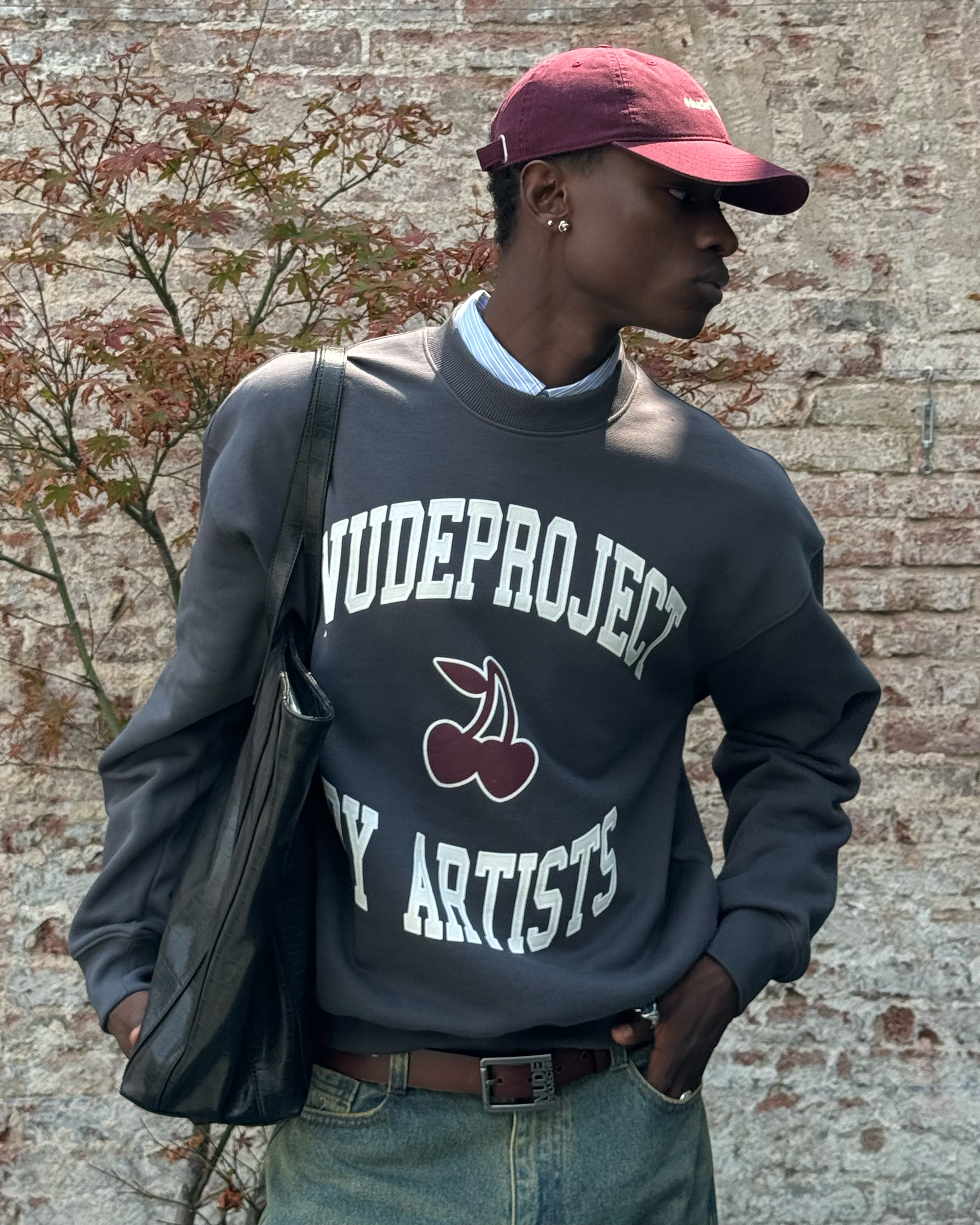 Sudadera Sin Capucha Loop Gris Oscuro