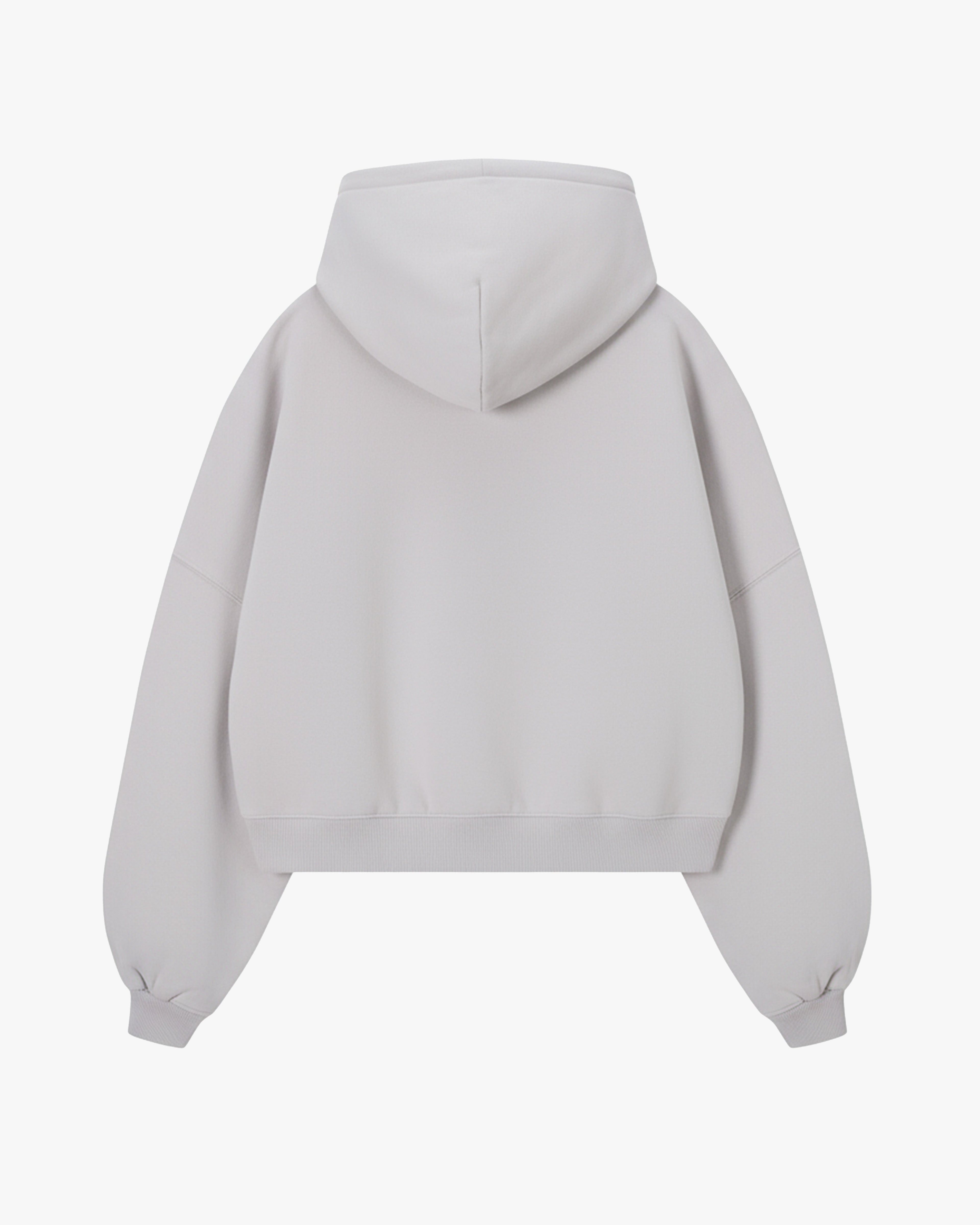 Puffy Zip-Up Boxy Hoodie Grey