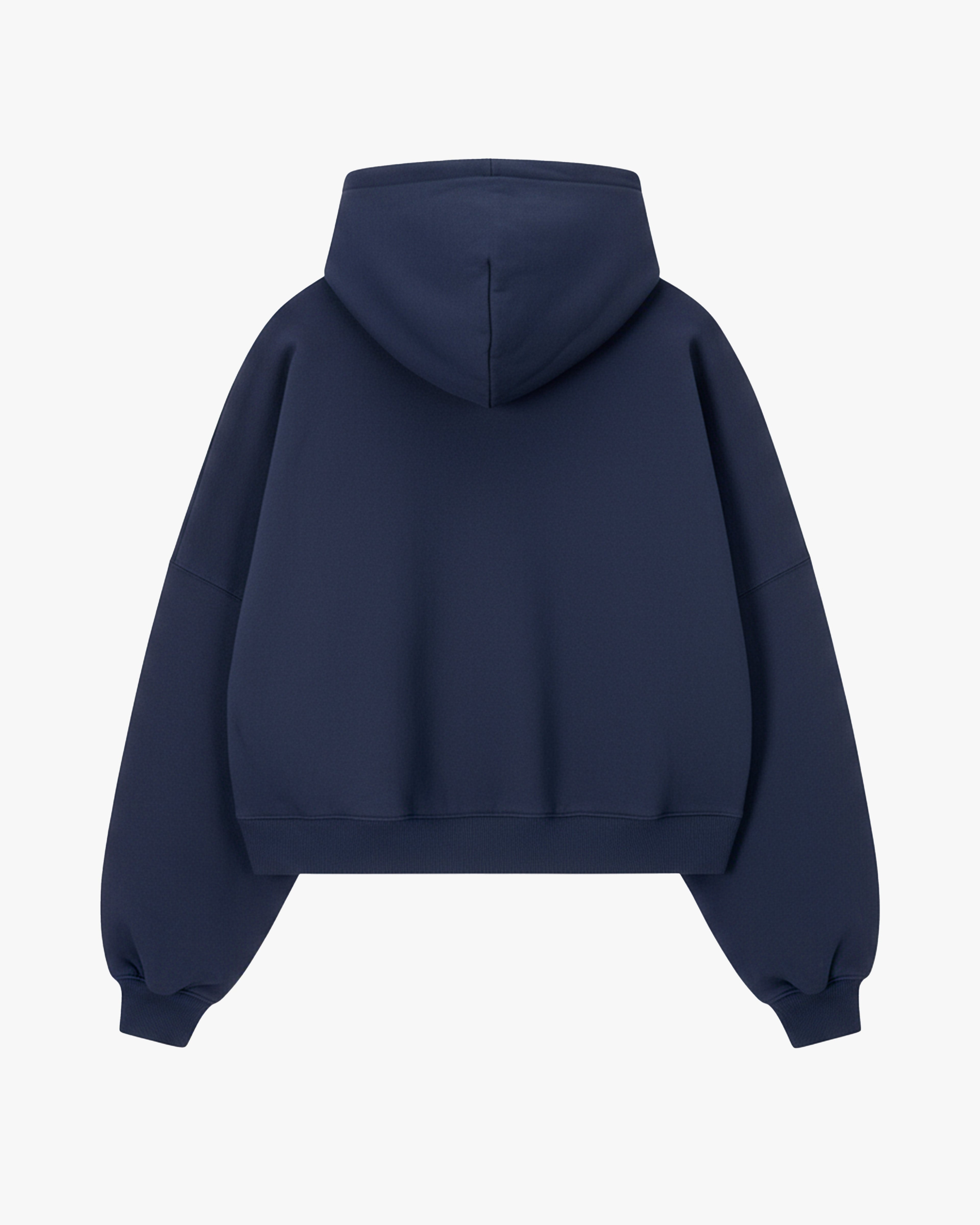 Puffy Zip-Up Boxy Hoodie Navy