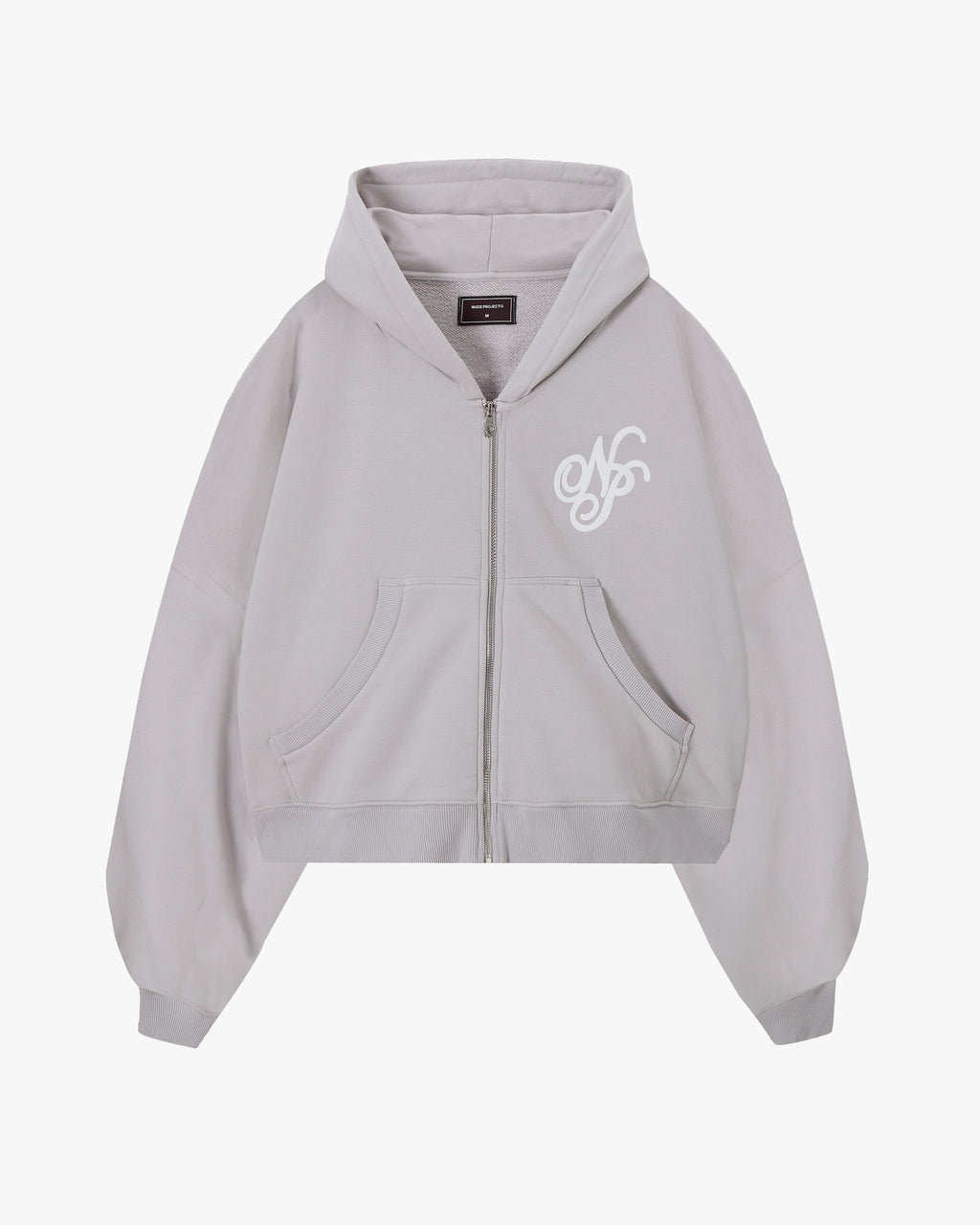 Puffy Zip-Up Boxy Hoodie Grey